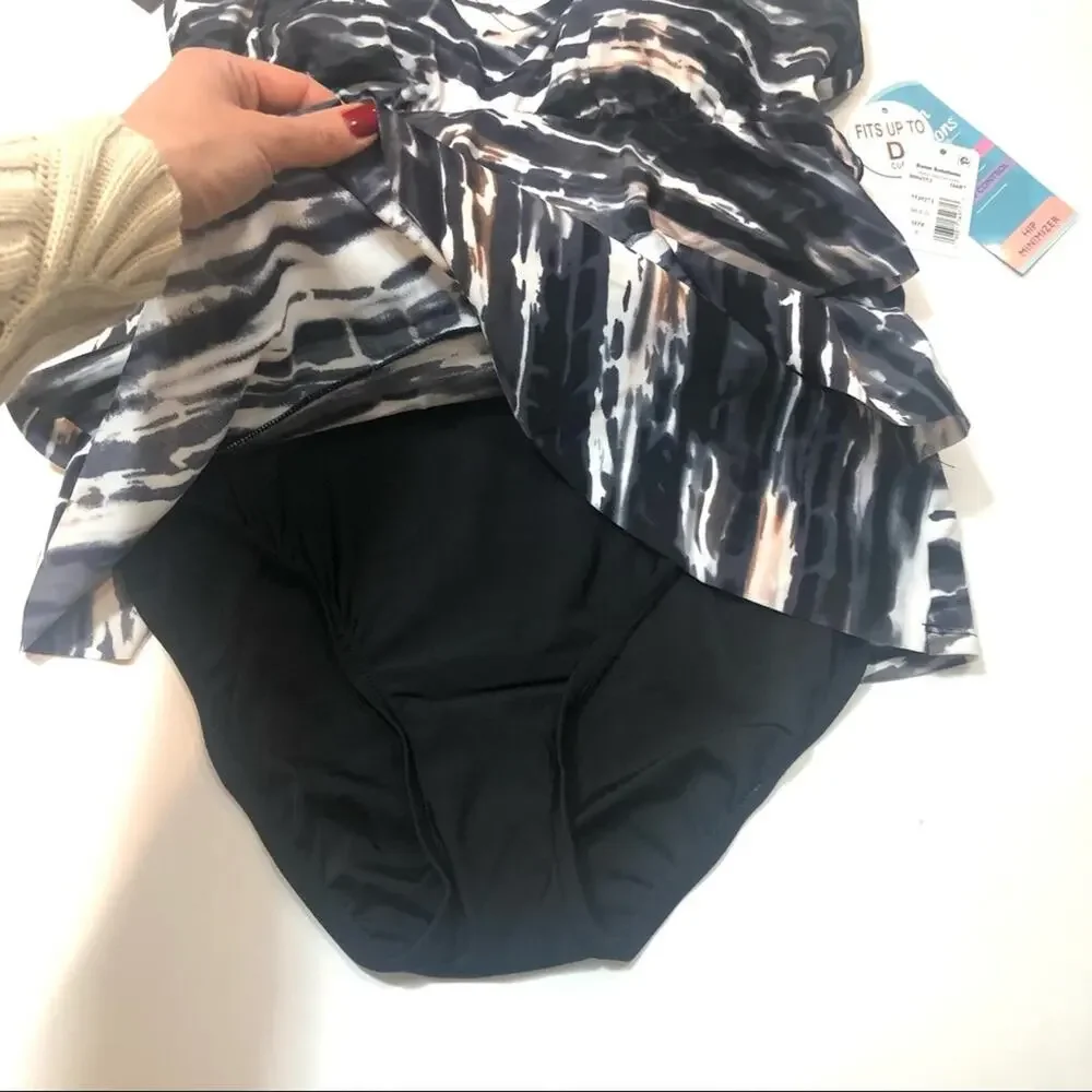 Swim Solutions BLACK Tiered One-Piece Swimsuit